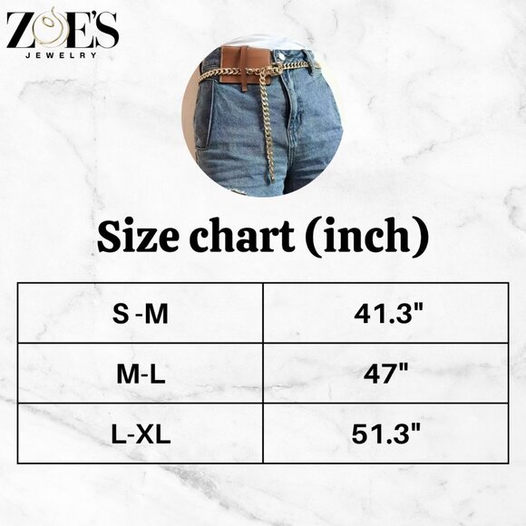 Gold Chain Link With Buckle Closure, Adjustable Fashion Waist Chain Size S M L - Picture 9 of 9